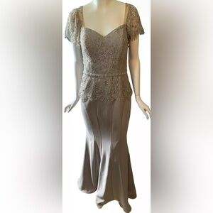 Montage by Mon Cheri Formal Gown Dress Champagne Beaded Satin Mother of Bride  6